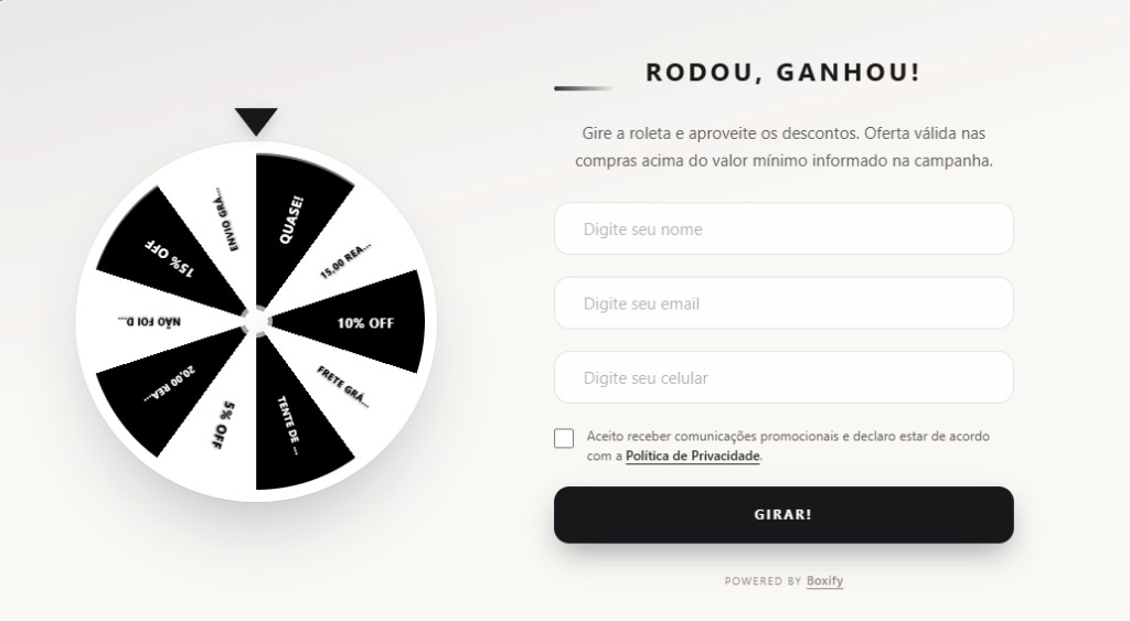 Roleta de leads da Y Oficial — Rodou, Ganhou!